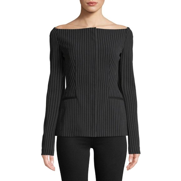Theory Jackets & Blazers - theory • perform tech stripe off shoulder jacket
